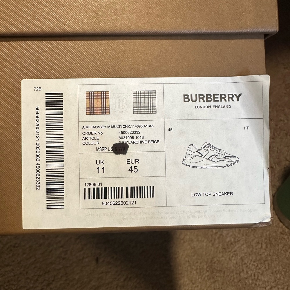 Burberry check, suede and leather sneakers - Picture 14 of 14
